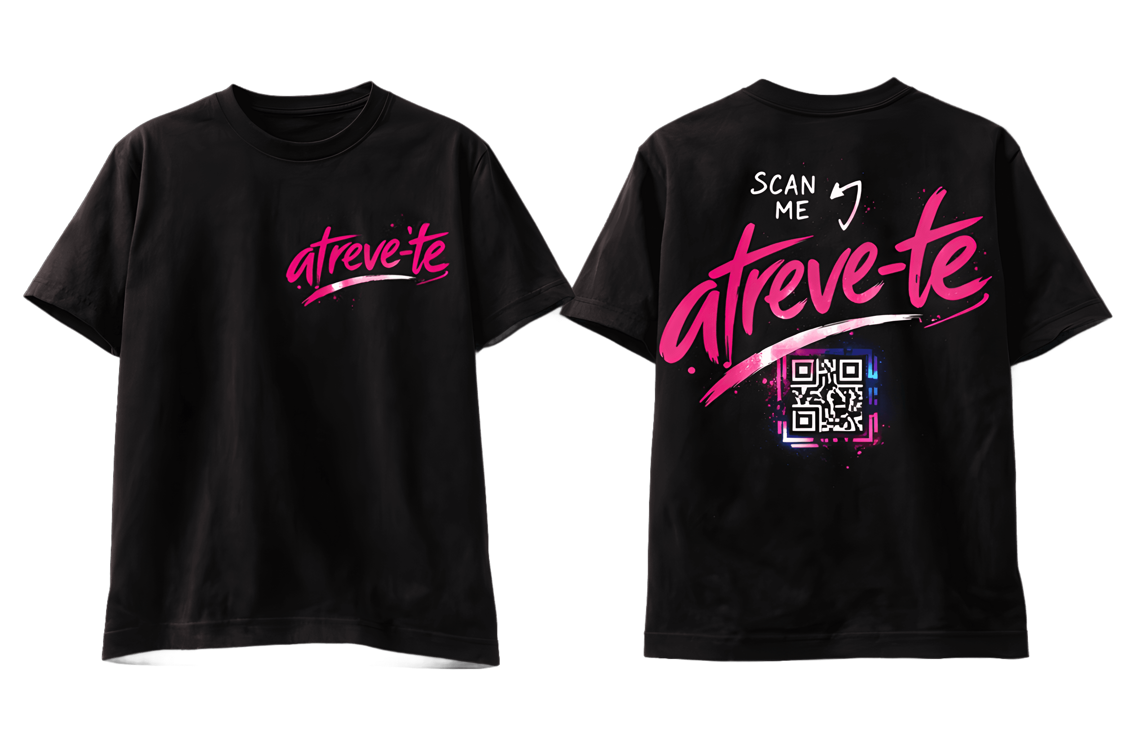 Mockup de t-shirts com QR code