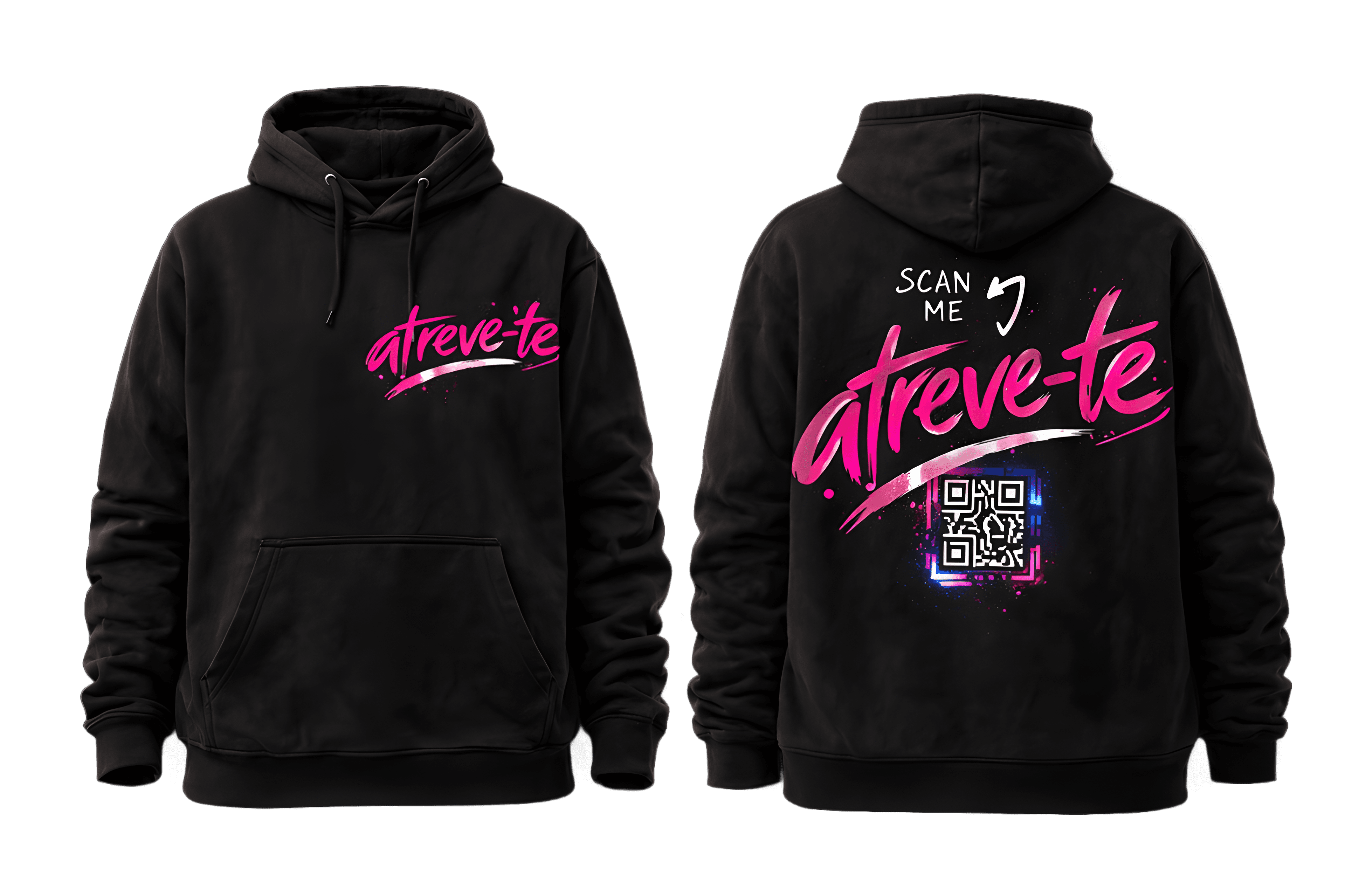 Mockup de sweatshirts com QR code